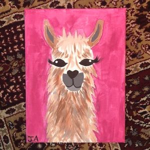 Hand Crafted Acrylic Blend Llama painting